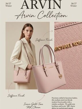 Michael Kors Blush Pink Saffiano Leather Tote with Gold Hardware